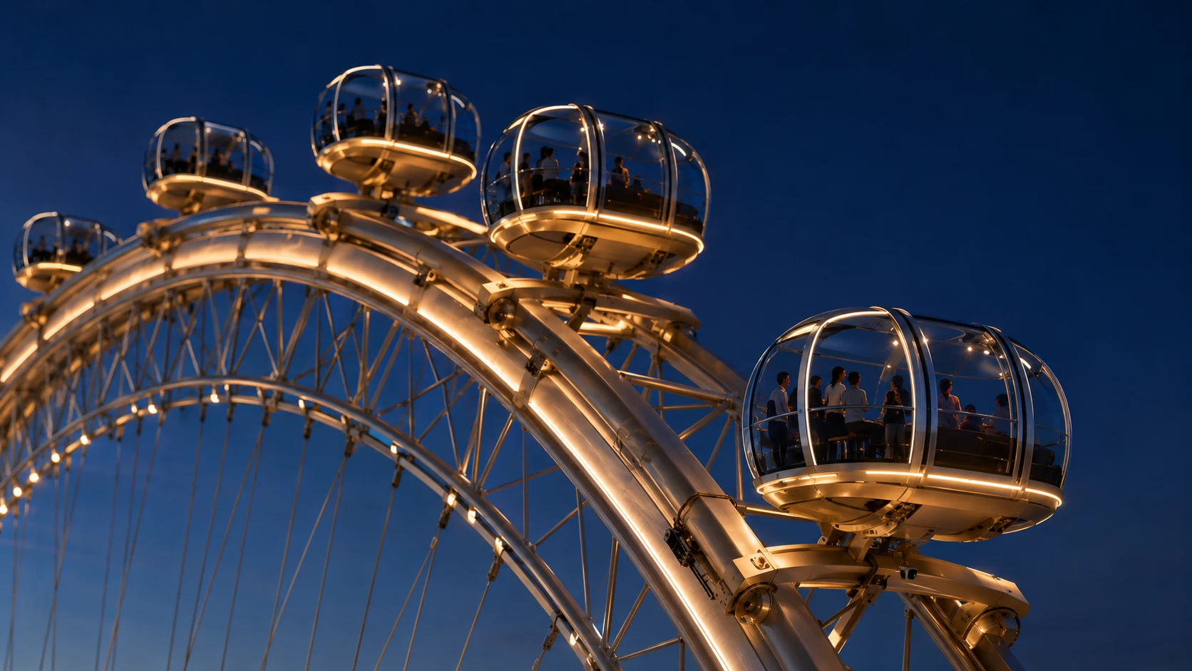 Close concept visualization of Amaravati Eye capsules and rim engineering at blue hour